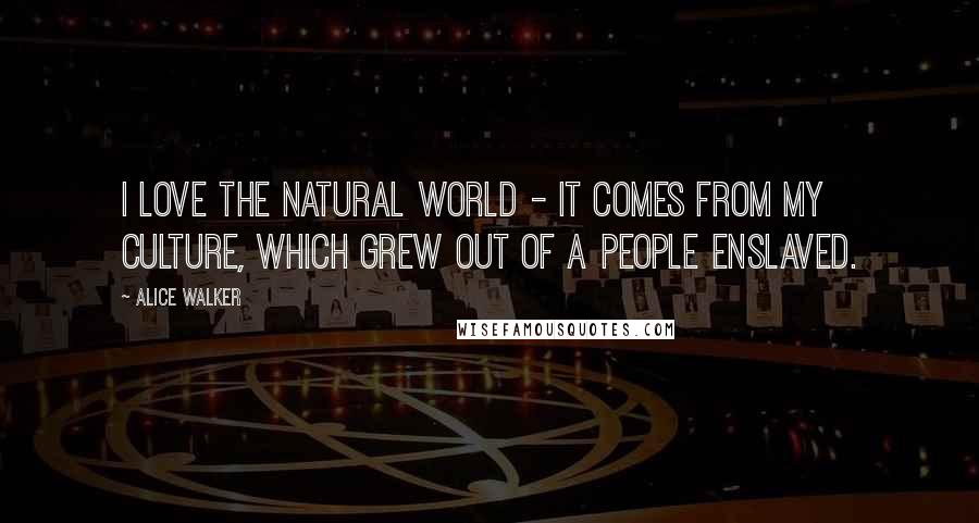 Alice Walker Quotes: I love the natural world - it comes from my culture, which grew out of a people enslaved.