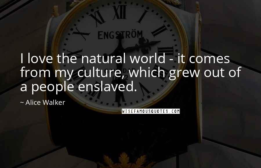 Alice Walker Quotes: I love the natural world - it comes from my culture, which grew out of a people enslaved.