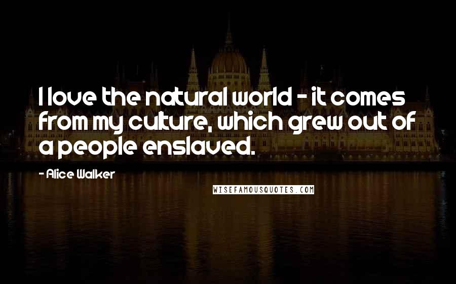 Alice Walker Quotes: I love the natural world - it comes from my culture, which grew out of a people enslaved.