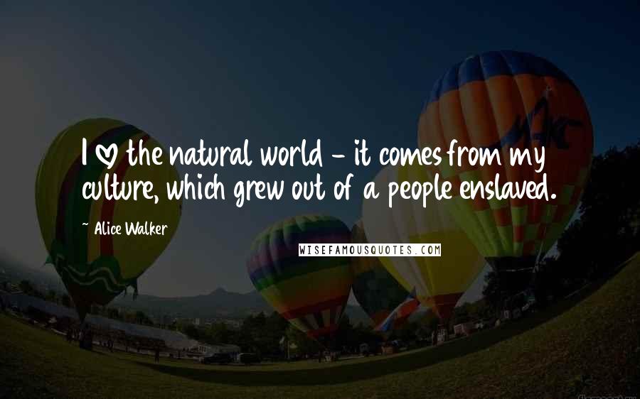 Alice Walker Quotes: I love the natural world - it comes from my culture, which grew out of a people enslaved.