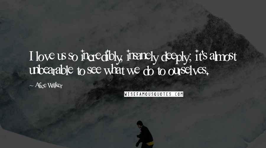 Alice Walker Quotes: I love us so incredibly, insanely deeply; it's almost unbearable to see what we do to ourselves.