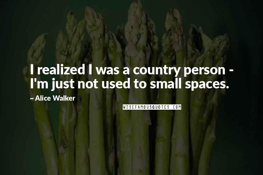Alice Walker Quotes: I realized I was a country person - I'm just not used to small spaces.
