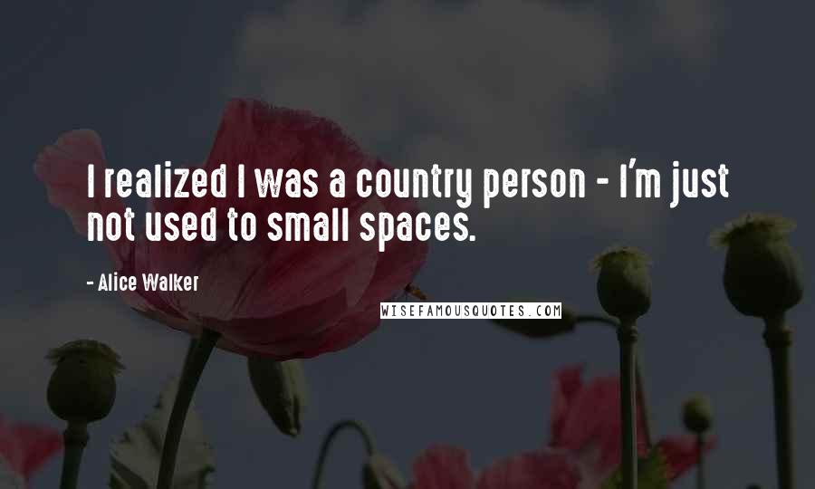 Alice Walker Quotes: I realized I was a country person - I'm just not used to small spaces.