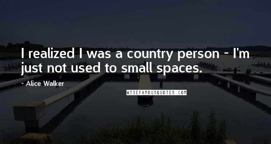 Alice Walker Quotes: I realized I was a country person - I'm just not used to small spaces.