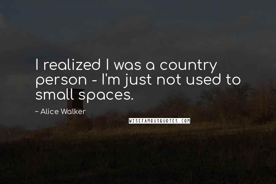 Alice Walker Quotes: I realized I was a country person - I'm just not used to small spaces.