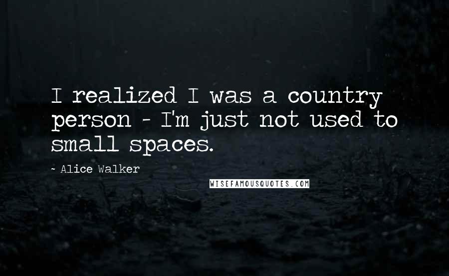 Alice Walker Quotes: I realized I was a country person - I'm just not used to small spaces.
