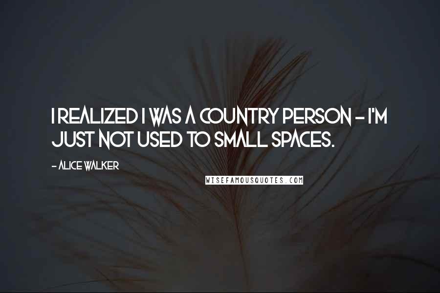 Alice Walker Quotes: I realized I was a country person - I'm just not used to small spaces.