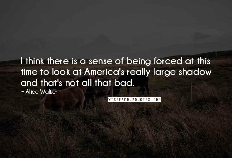 Alice Walker Quotes: I think there is a sense of being forced at this time to look at America's really large shadow and that's not all that bad.