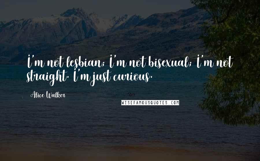 Alice Walker Quotes: I'm not lesbian; I'm not bisexual; I'm not straight. I'm just curious.