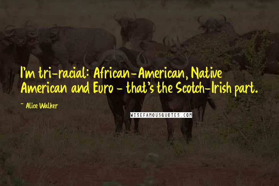 Alice Walker Quotes: I'm tri-racial: African-American, Native American and Euro - that's the Scotch-Irish part.