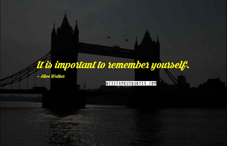 Alice Walker Quotes: It is important to remember yourself.