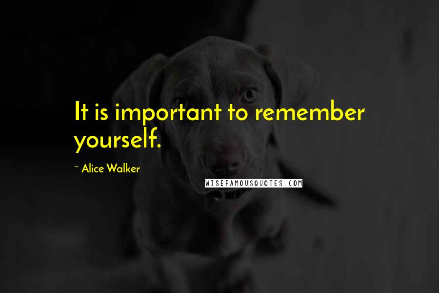 Alice Walker Quotes: It is important to remember yourself.