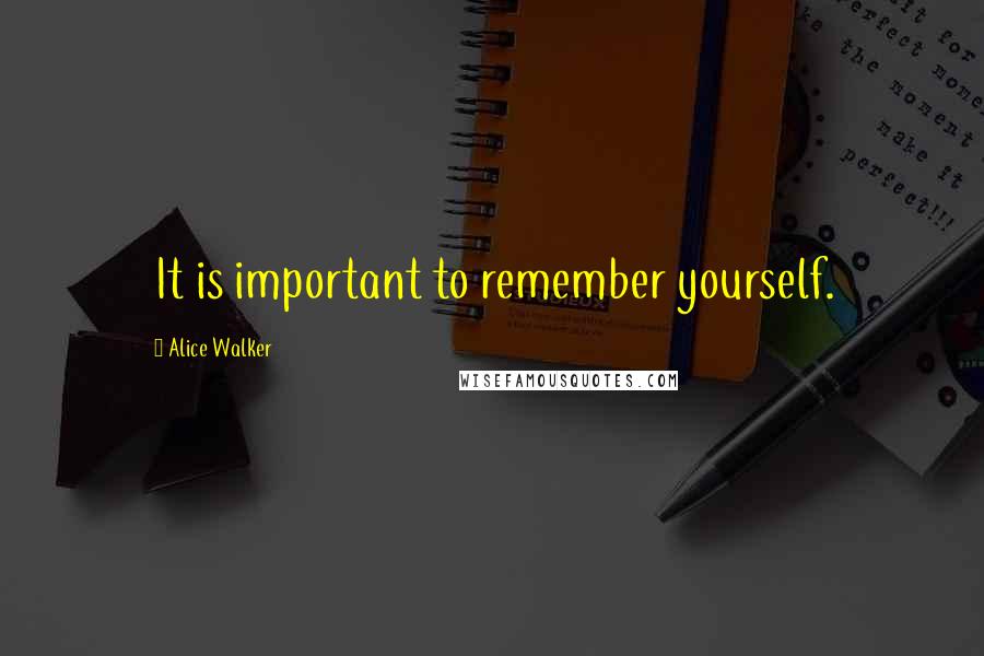 Alice Walker Quotes: It is important to remember yourself.