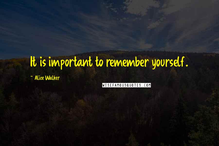 Alice Walker Quotes: It is important to remember yourself.