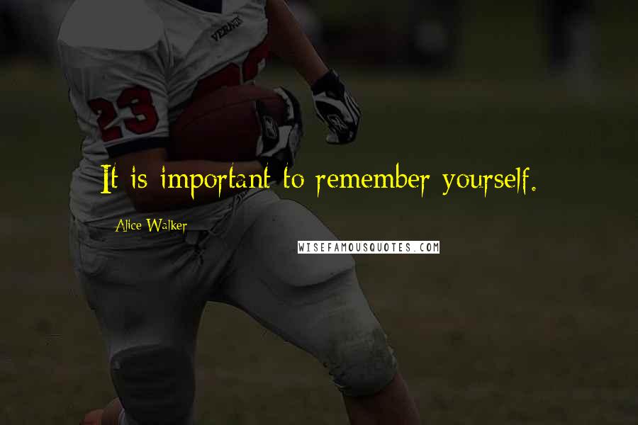 Alice Walker Quotes: It is important to remember yourself.