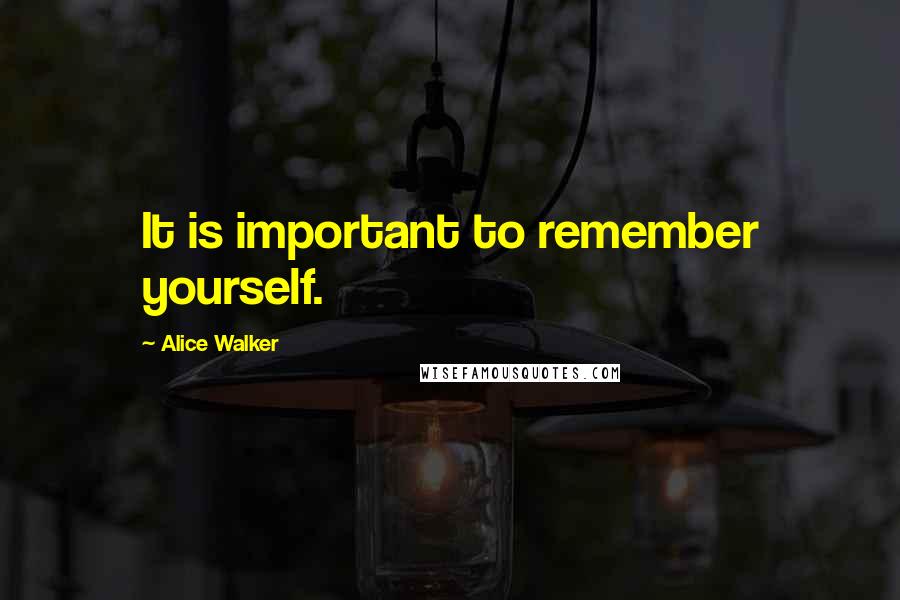 Alice Walker Quotes: It is important to remember yourself.