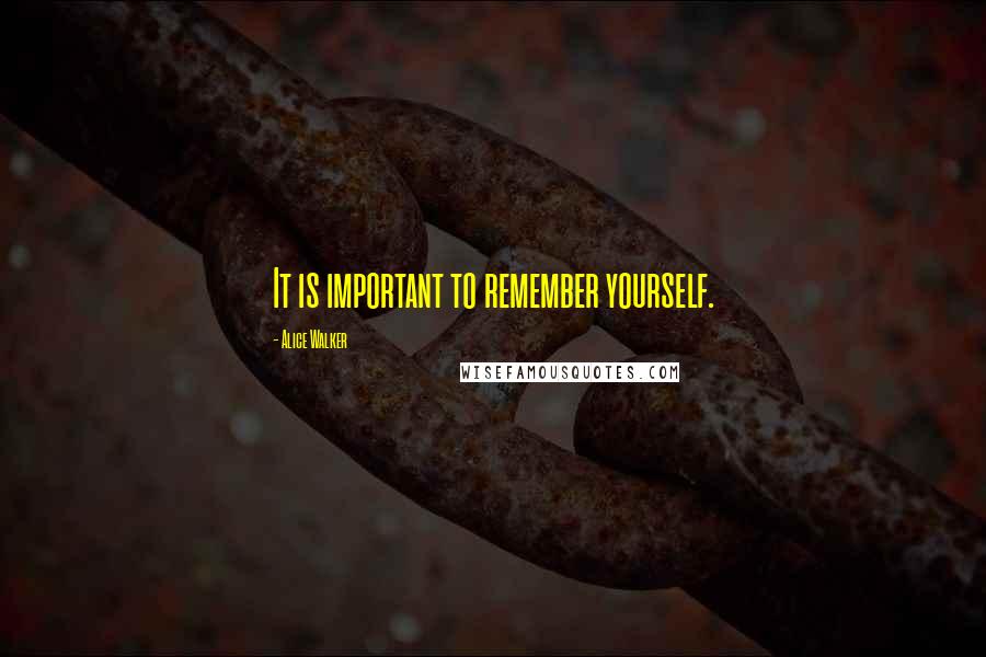 Alice Walker Quotes: It is important to remember yourself.