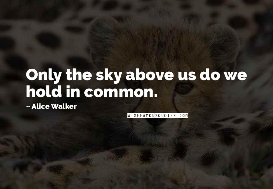 Alice Walker Quotes: Only the sky above us do we hold in common.