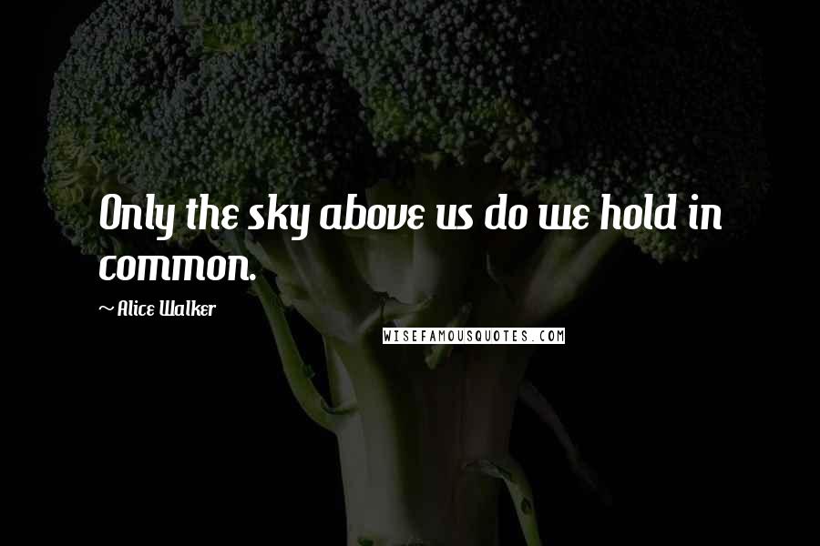 Alice Walker Quotes: Only the sky above us do we hold in common.