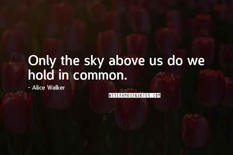 Alice Walker Quotes: Only the sky above us do we hold in common.