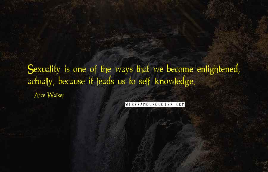 Alice Walker Quotes: Sexuality is one of the ways that we become enlightened, actually, because it leads us to self-knowledge.