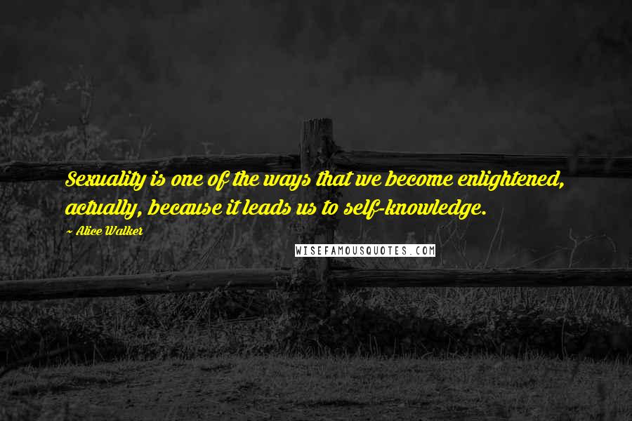 Alice Walker Quotes: Sexuality is one of the ways that we become enlightened, actually, because it leads us to self-knowledge.
