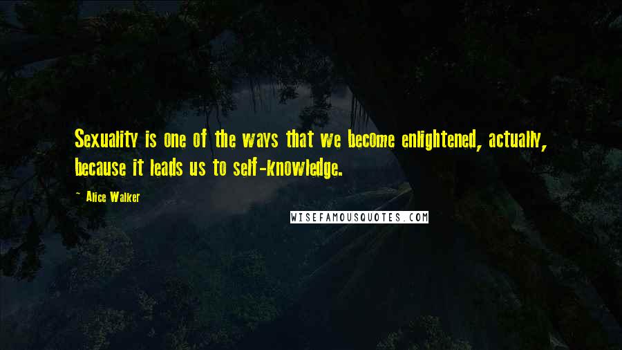 Alice Walker Quotes: Sexuality is one of the ways that we become enlightened, actually, because it leads us to self-knowledge.