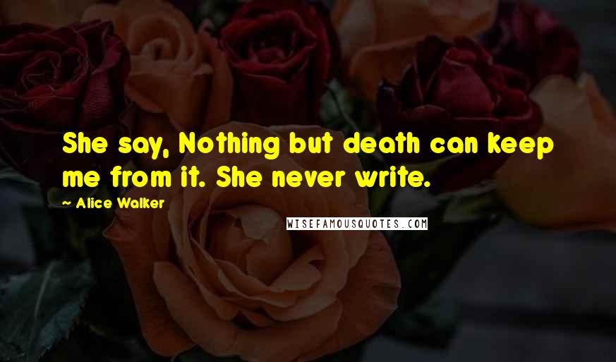 Alice Walker Quotes: She say, Nothing but death can keep me from it. She never write.