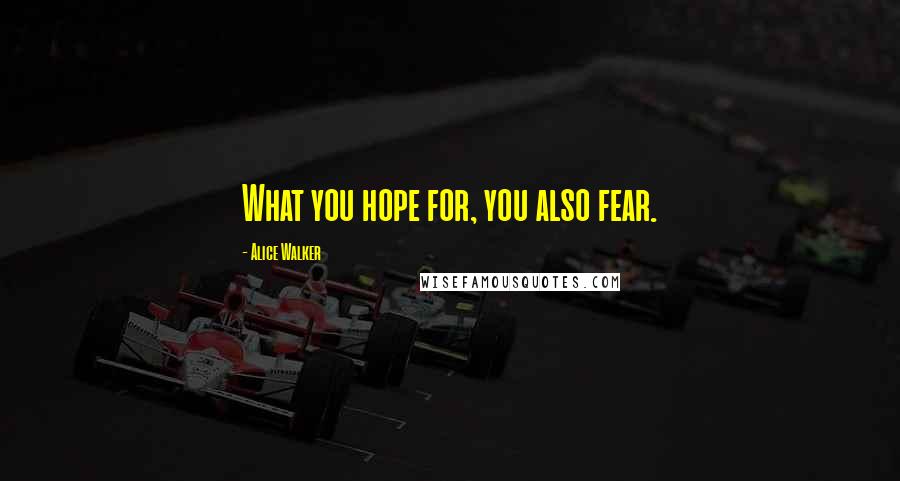 Alice Walker Quotes: What you hope for, you also fear.