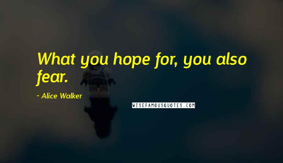 Alice Walker Quotes: What you hope for, you also fear.