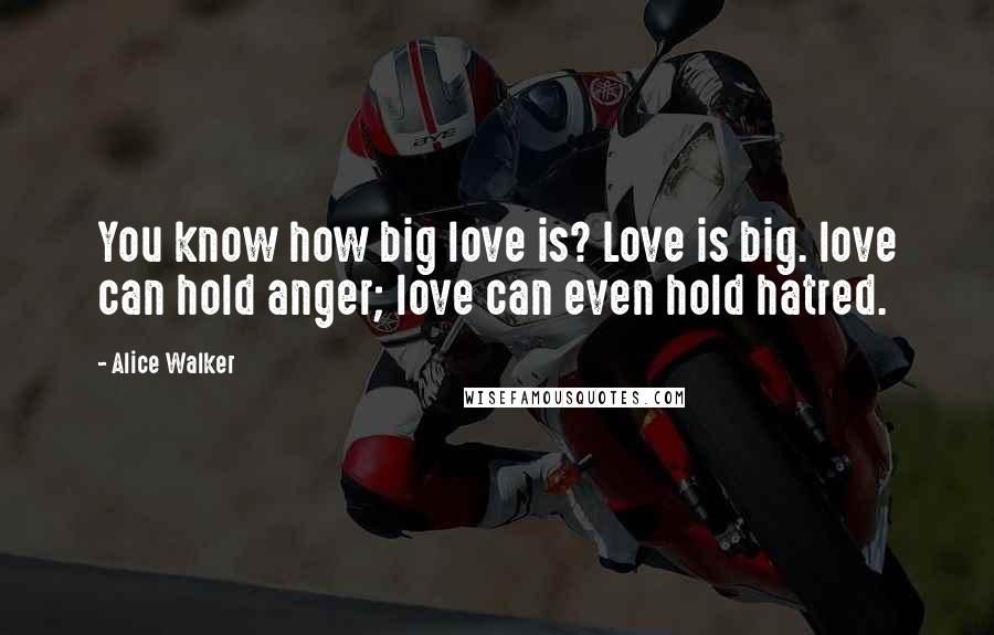 Alice Walker Quotes: You know how big love is? Love is big. love can hold anger; love can even hold hatred.