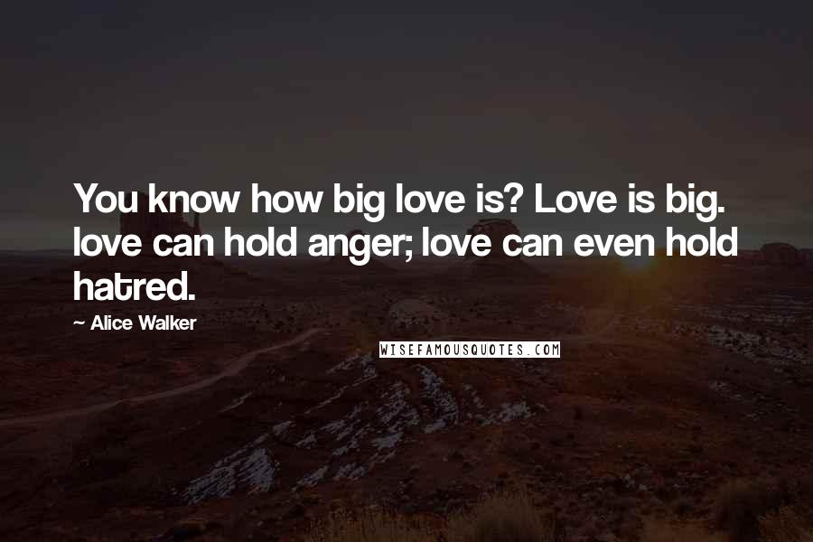 Alice Walker Quotes: You know how big love is? Love is big. love can hold anger; love can even hold hatred.