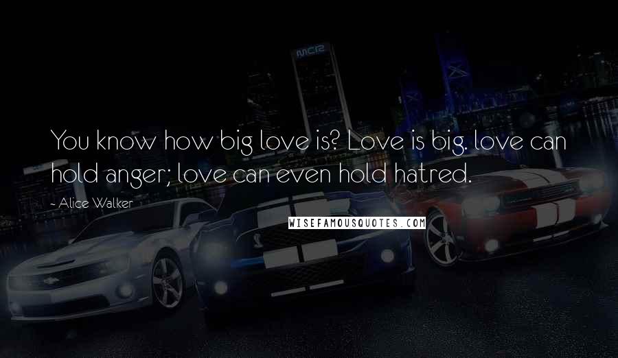 Alice Walker Quotes: You know how big love is? Love is big. love can hold anger; love can even hold hatred.