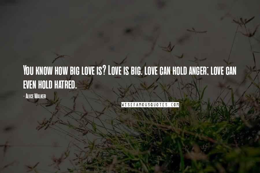Alice Walker Quotes: You know how big love is? Love is big. love can hold anger; love can even hold hatred.
