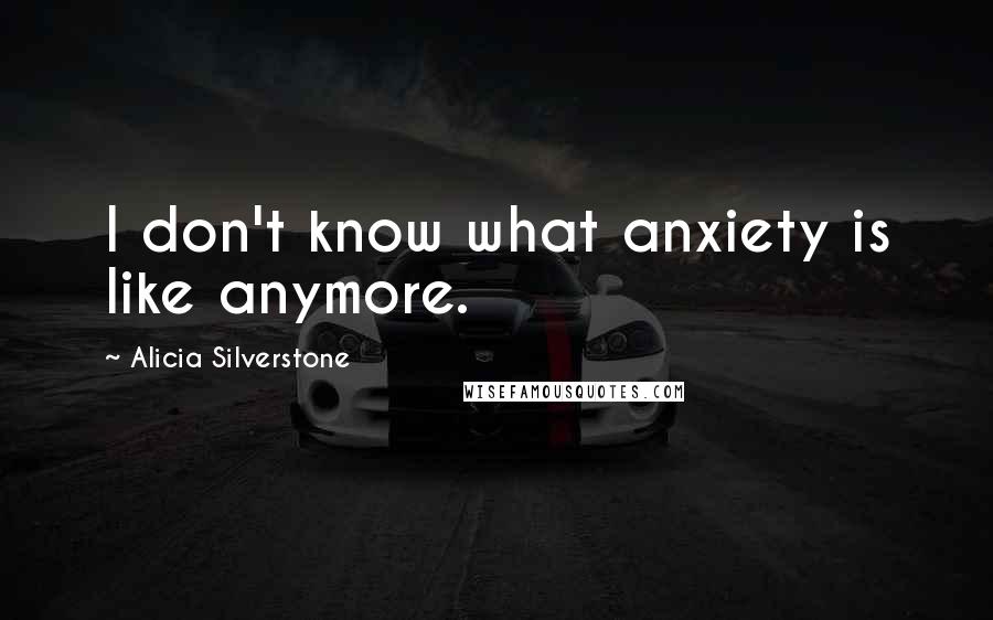 Alicia Silverstone Quotes: I don't know what anxiety is like anymore.