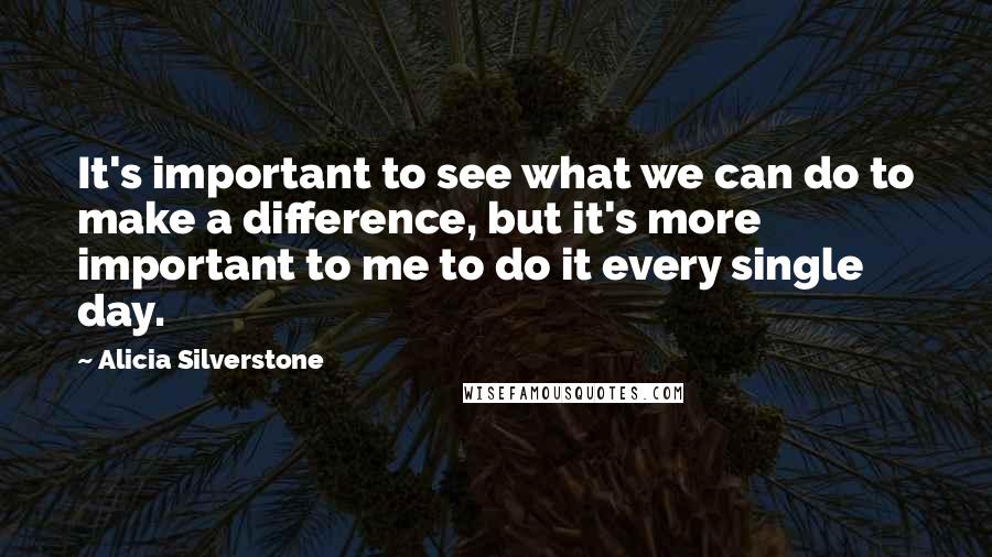 Alicia Silverstone Quotes: It's important to see what we can do to make a difference, but it's more important to me to do it every single day.