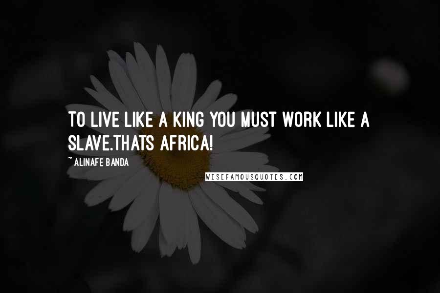 Alinafe Banda Quotes: To live like a king you must work like a slave.Thats Africa!