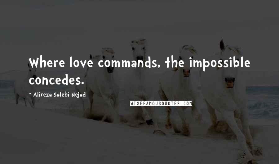 Alireza Salehi Nejad Quotes: Where love commands, the impossible concedes.