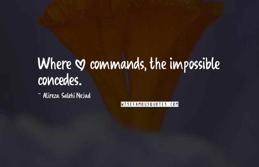 Alireza Salehi Nejad Quotes: Where love commands, the impossible concedes.