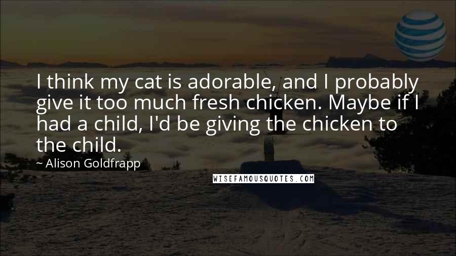 Alison Goldfrapp Quotes: I think my cat is adorable, and I probably give it too much fresh chicken. Maybe if I had a child, I'd be giving the chicken to the child.