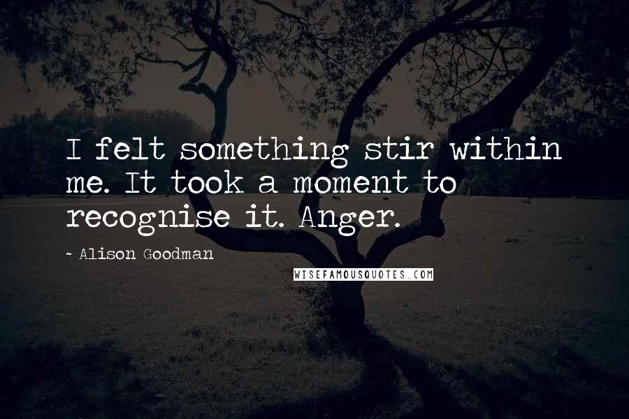 Alison Goodman Quotes: I felt something stir within me. It took a moment to recognise it. Anger.