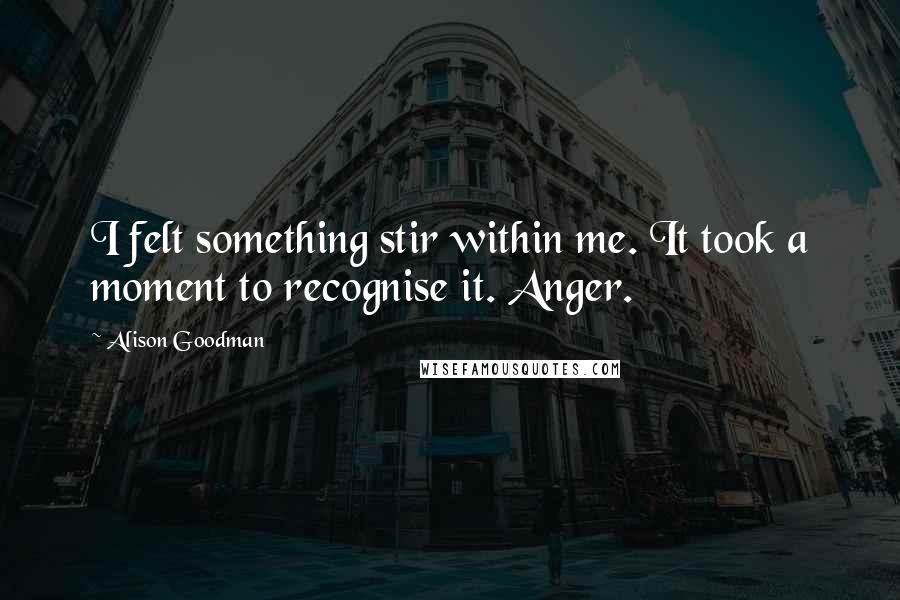 Alison Goodman Quotes: I felt something stir within me. It took a moment to recognise it. Anger.