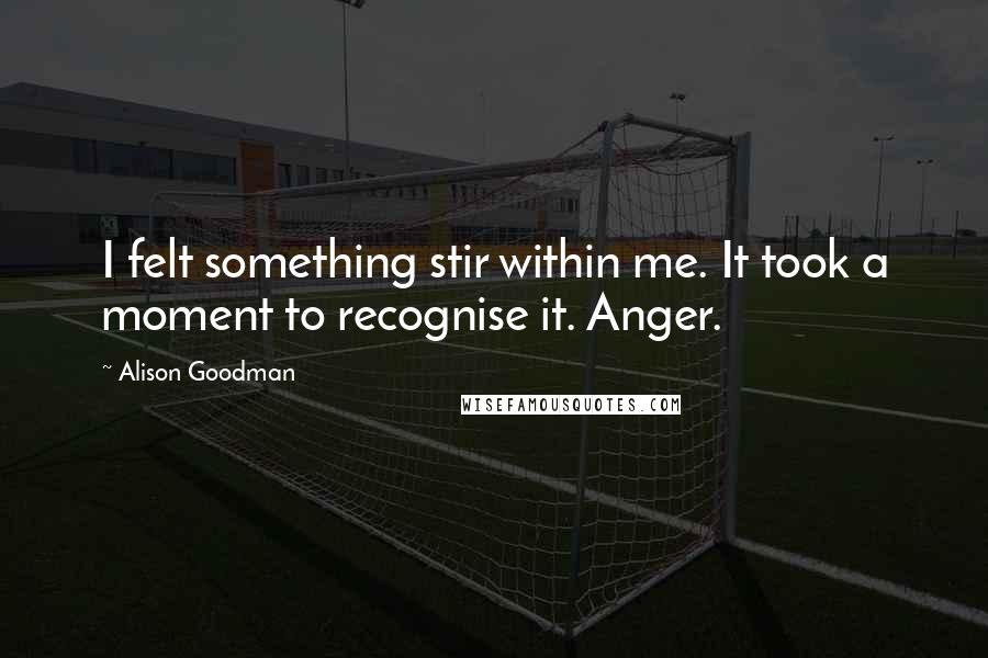 Alison Goodman Quotes: I felt something stir within me. It took a moment to recognise it. Anger.