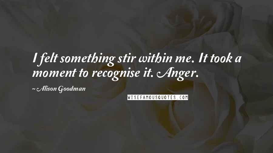 Alison Goodman Quotes: I felt something stir within me. It took a moment to recognise it. Anger.