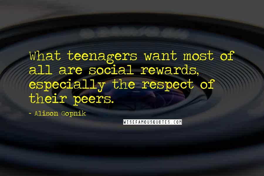 Alison Gopnik Quotes: What teenagers want most of all are social rewards, especially the respect of their peers.