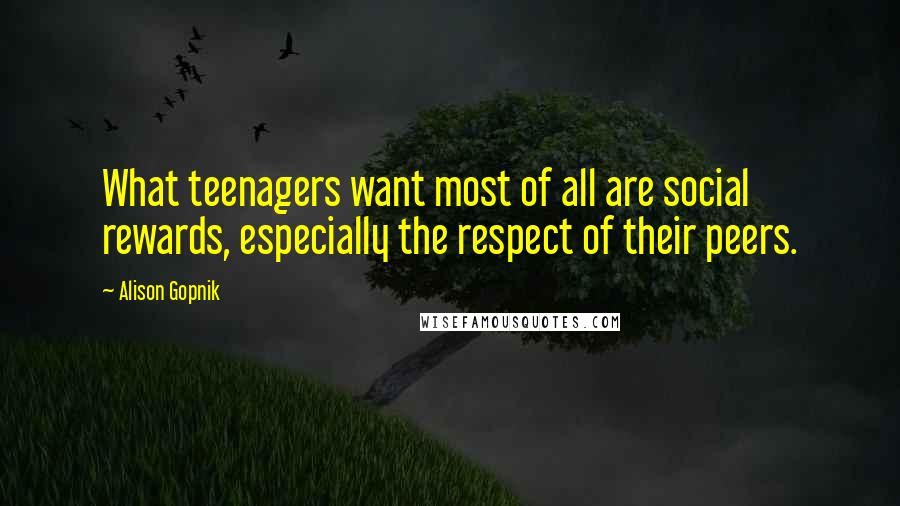 Alison Gopnik Quotes: What teenagers want most of all are social rewards, especially the respect of their peers.