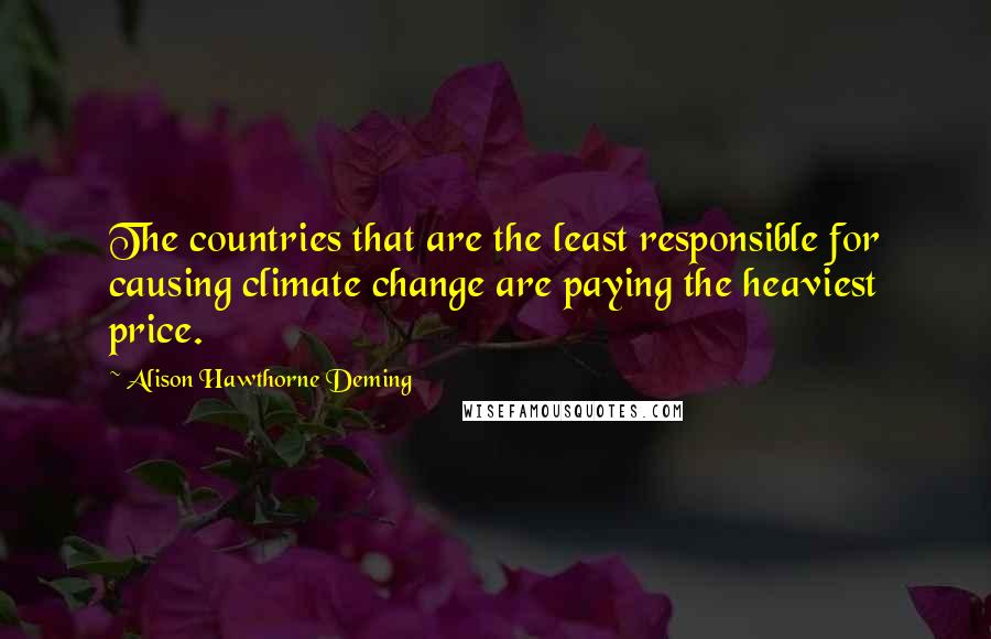 Alison Hawthorne Deming Quotes: The countries that are the least responsible for causing climate change are paying the heaviest price.