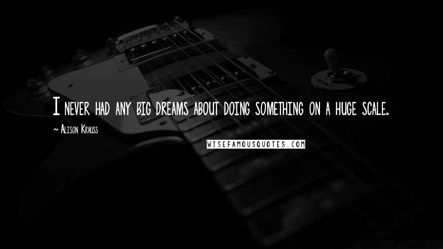 Alison Krauss Quotes: I never had any big dreams about doing something on a huge scale.