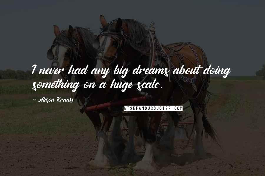 Alison Krauss Quotes: I never had any big dreams about doing something on a huge scale.