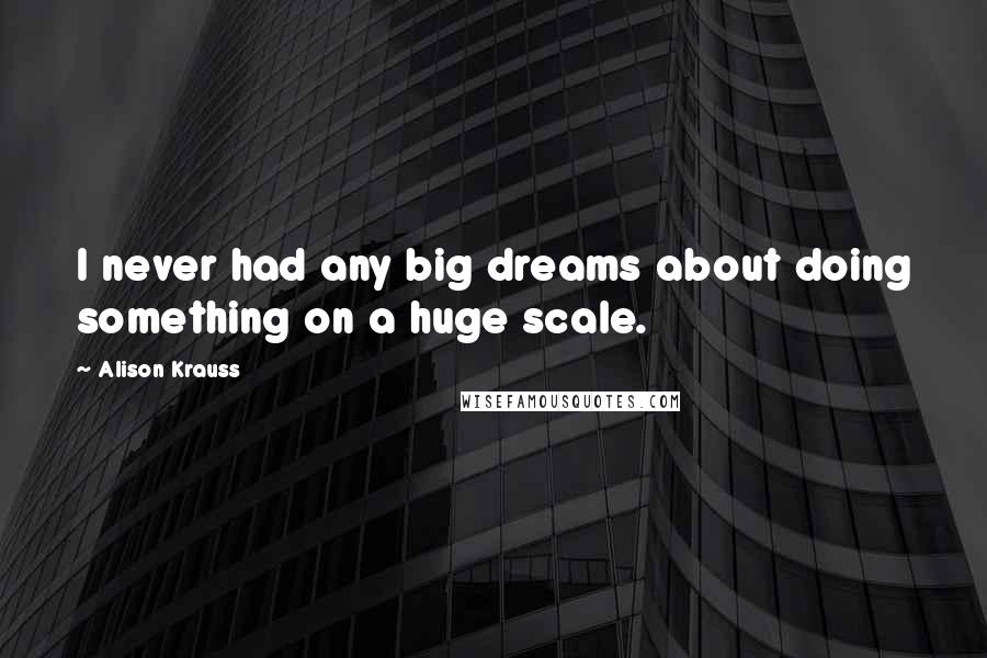 Alison Krauss Quotes: I never had any big dreams about doing something on a huge scale.